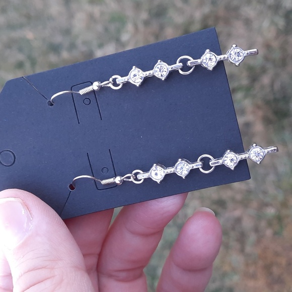 Rhinestone Dangle Earrings - Picture 2 of 2